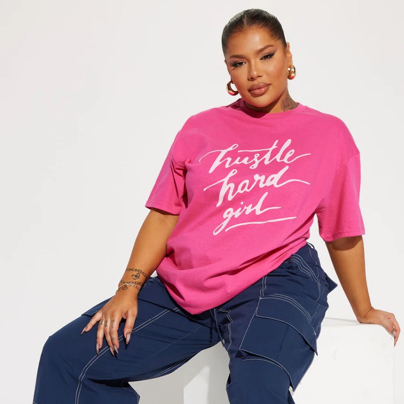 Fashion Nova Pink Hustle Hard Girl Tee Fashion Nova Pink Hustle Hard Girl Tee